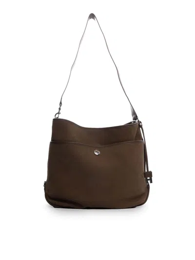 Hogan Hocket Medium Suede Hobo Bag In Brown