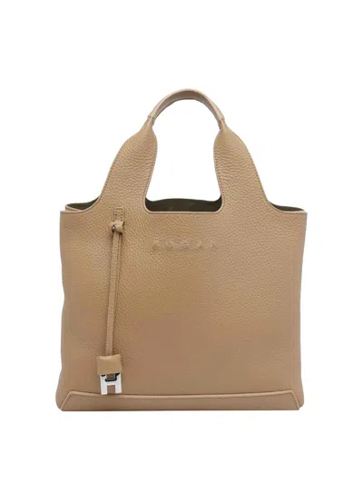 Hogan Logo Shopping Bag In Neutral
