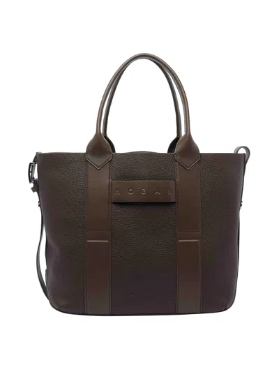Hogan Medium Script Shopping Bag In Brown