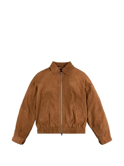 Hogan Bomber Jacket In Suede In Animal Print
