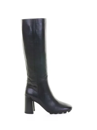 Hogan Block-heel Leather Boots In Black