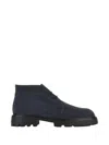 Hogan Brown Suede Ankle Boots With Toggled Tongue And Rubber Sole In Blue