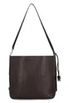 Hogan Rectangular Dark Brown Leather Shoulder Bag With Tab Closure