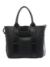 Hogan Medium Script Shopping Bag With Textured Leather Finish In Black