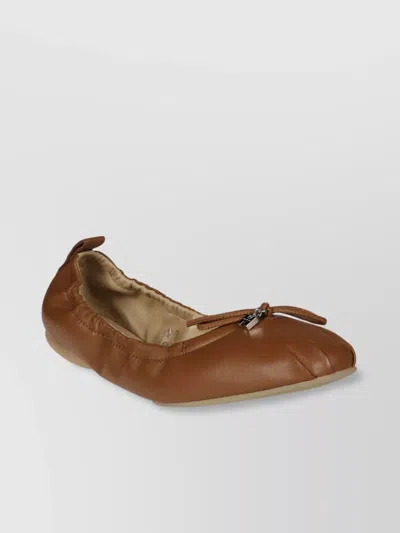 Hogan Bow Trim Ballerina Shoes In Brown