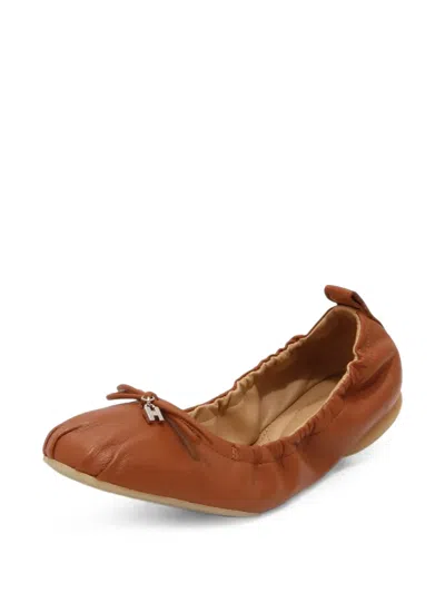 Hogan Bow-detail Leather Ballet Flats In Brown