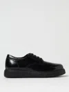 Hogan Lace-up Black Leather Shoes With Textured Sole In Black