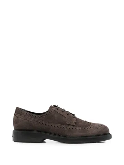 Hogan Brown Suede Lace-up Shoes In Multi