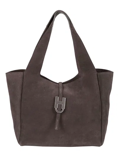Hogan Brown H01x H Shopping Calf Leather Tote Bag