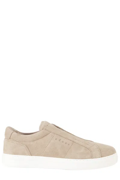 Hogan Brown H668 Slip-on Suede Leather Loafers In Neutral