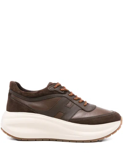 Hogan Brown Lace Up Sneakers