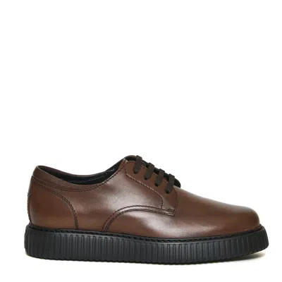 Hogan Brown Lace-up Striped Bottom