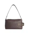 Hogan Leather Textured Rectangular Metal Hardware Shoulder Bag In Brown