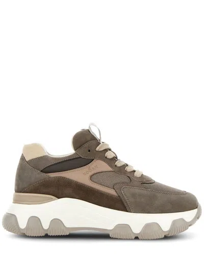 HOGAN HOGAN BROWN LEATHER BLEND SNEAKERS