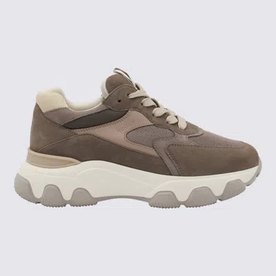 HOGAN BROWN LEATHER BLEND SNEAKERS