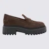 Hogan Platform Suede Loafers In Brown