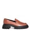 Hogan Round Toe Brown Leather Moccasin With Soft Insole And Eva Sole In Brown