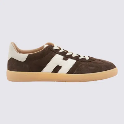 Hogan Brown Leather Sneakers In Fj