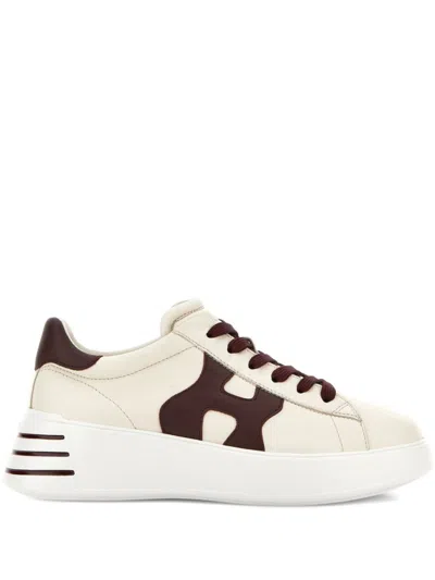 Hogan Brown Logo Rebel Sneakers In Neutral