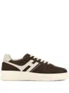 Hogan Leather Sneakers With Suede Finish And Rubber Sole In Brown
