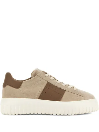 Hogan Brown Low-top Sneakers With Suede In Multi