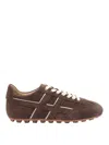 Hogan Suede Upper Sneakers With Contrasting Stitching In Brown