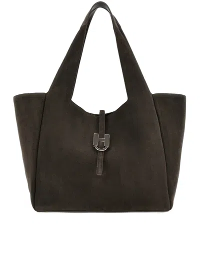 Hogan Brown Premium Soft Suede Tote Bag