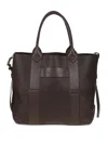 Hogan Script Shopping Bag With Grained Leather And Embossed Details In Brown