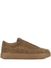 Hogan Brown Slip-on Leather Sneakers With Debossed Branding In Multi
