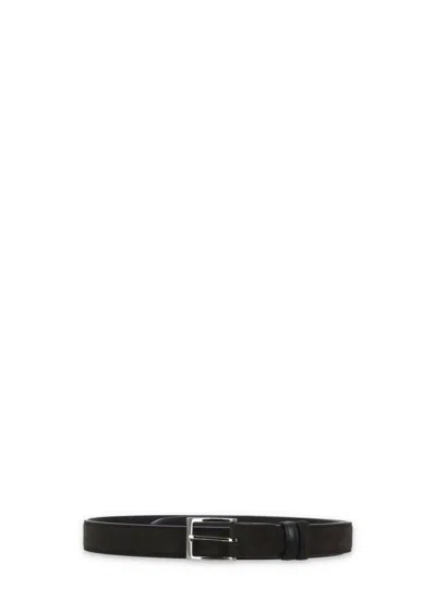 Hogan Brown Suede Leather Belt In Black