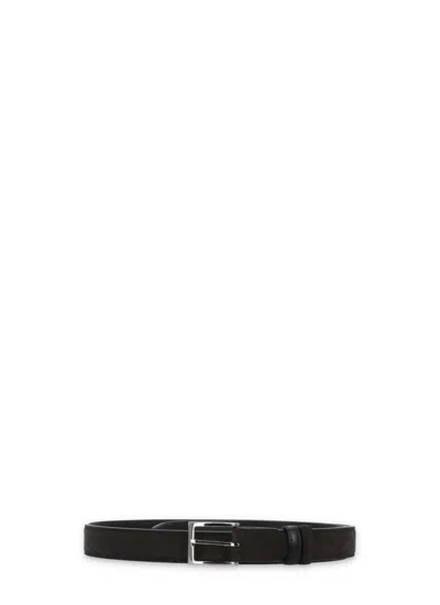 Hogan Brown Suede Leather Belt In Black