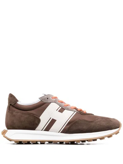 Hogan Suede-panels Sneakers In Brown