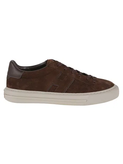 Hogan Brown Suede Sneakers With Leather Accents In Multi