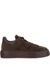 Hogan Brown Suede Sneakers With Padded Collar In Brown