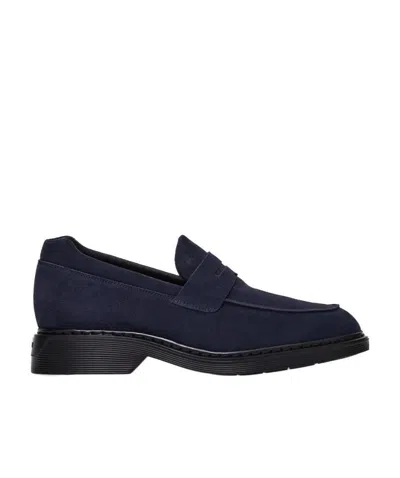 Hogan Brushed-effect Leather Loafers In Black