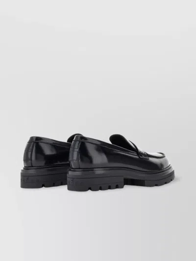 Hogan Brushed Finish Loafers Chunky Sole In Grey