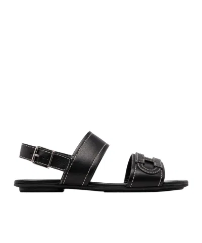 Hogan Buckle Sandals In Black