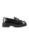 Hogan Buckle-strap Leather Loafers In Black