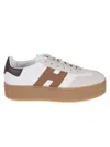 Hogan Butter-colored Suede And Nappa Leather Sneakers In Animal Print
