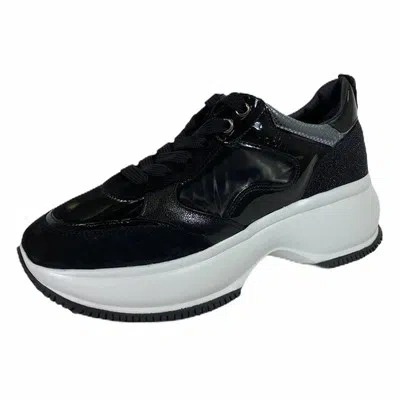 Pre-owned Hogan C06 Sneakers Donna  Maxi I Active Black/silver Shoes Women