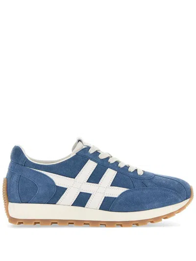 Hogan Calf Suede Sneakers In Blue In Multi