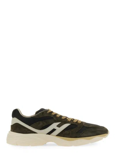 Hogan Calfskin And Suede Sneakers With Prominent Logo In Grey