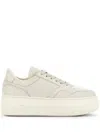 Hogan Calfskin Sneakers With Panel Design And Embossed Tongue In Bianco Lana