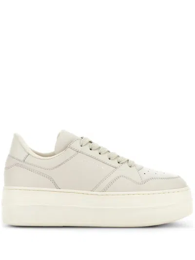 Hogan Calfskin Sneakers With Panel Design And Embossed Tongue In Bianco Lana