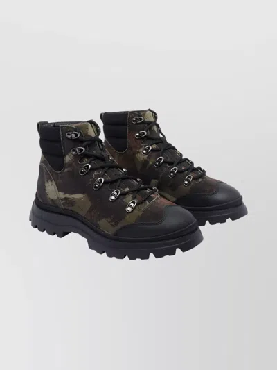 HOGAN CAMOUFLAGE HIGH-TOP LEATHER BOOTIES