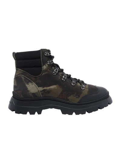 HOGAN HOGAN CAMOUFLAGE LACE-UP BOOTS