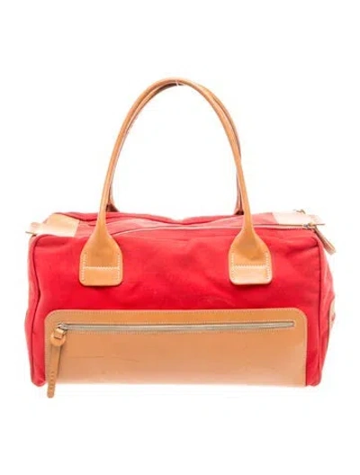 Pre-owned Hogan Canvas Top Handle Bag In Red