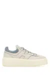 Hogan White And Light Blue Leather Sneakers In White