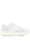 Hogan Perforated Toe Rubber Sole Suede Panels Sneakers In White