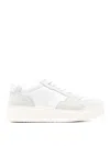 Hogan Perforated Toe Rubber Sole Suede Panels Sneakers In White